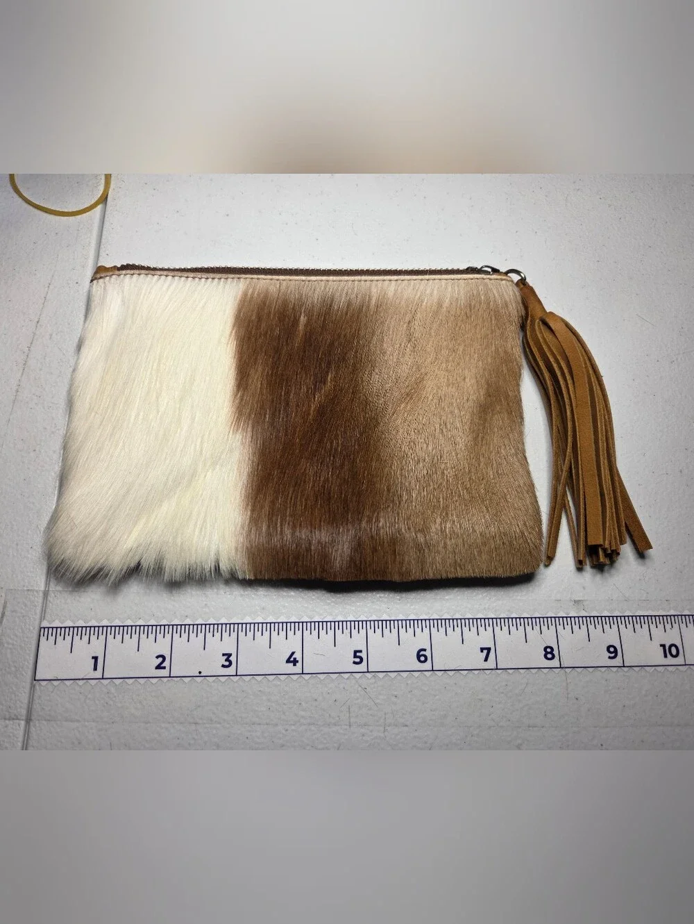 Kulu South Africa Genuine Springbok Hair & Leather Tassel Clutch Pouch